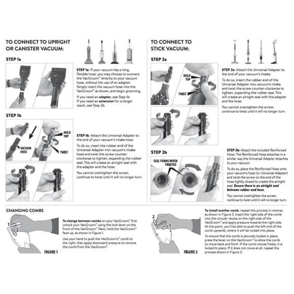 Pet Grooming and Shedding Vacuum Attachment Kit – Great for Dogs, Cats - Picture 3 of 7